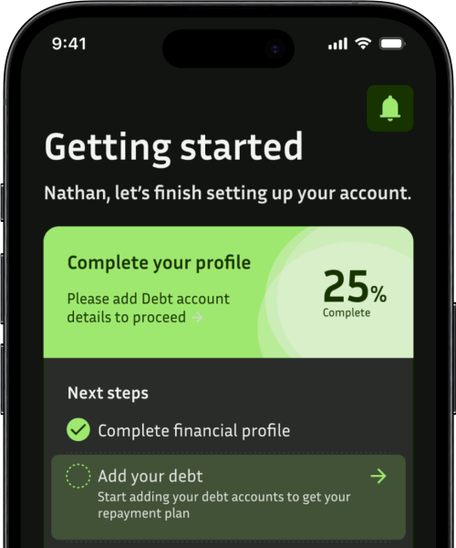 Screenshot of Undebt Mobile App